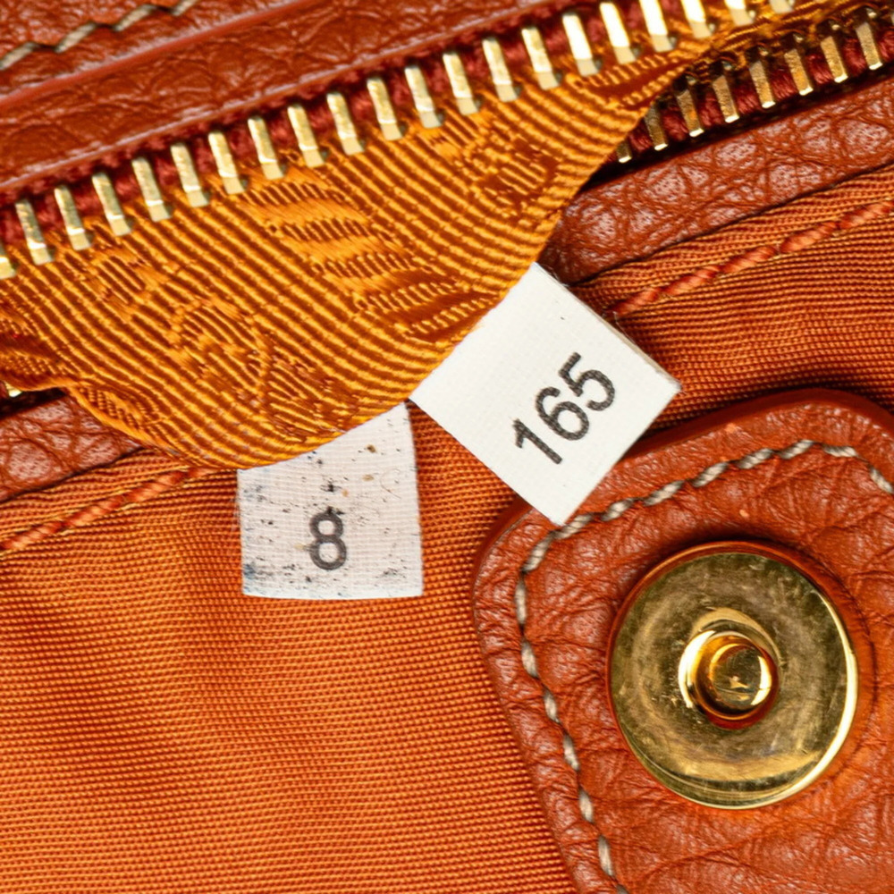 PRADA Orange Leather Shoulder Bag - Picture 7 of 9